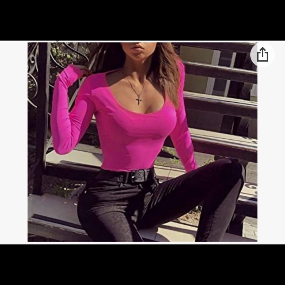 New pink long sleeve, thumb holes leotard small